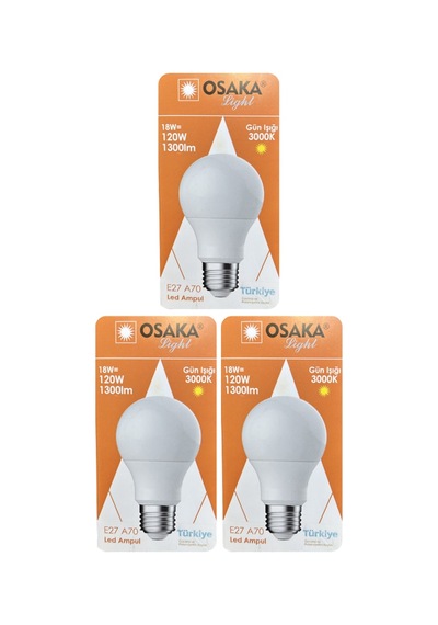 3 Adet Osaka 18w 120w Sarı Işık 3000k E27 Duylu Kalın Duy Led Ampul