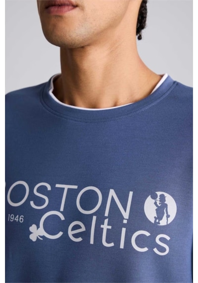 Defacto Nba Boston Celtıcs Boxy Fıt Bisiklet Yaka Skuba Dalgıç Kumaş Sweatshirt F6975ax26spın271 İndigo-ın271