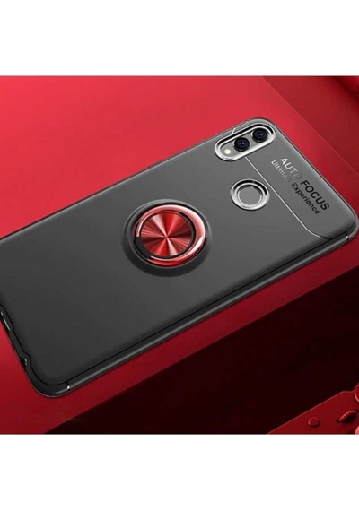 Huawei Honor 8c Kılıf Zore Ravel Silikon Kapak Siyah-Kırmızı