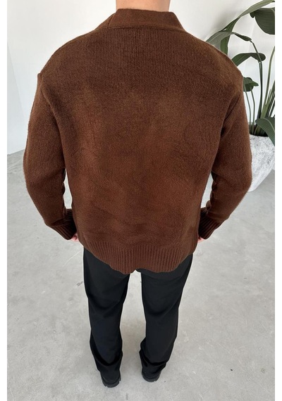 Kahverengi Basic Soft Relaxed Hırka Kahverengi