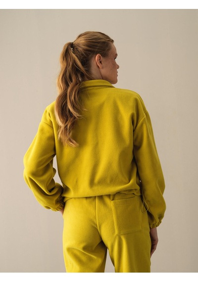 Xint Sarı Oversize Dik Yaka Polar Sweatshirt 400520