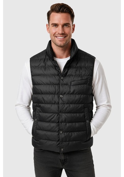 Rizzup Erkek Slim Fit Su Ve Rüzgar Geçirmez Siyah Şişme Yelek Dik Yaka Çıtçıtlı 2701708