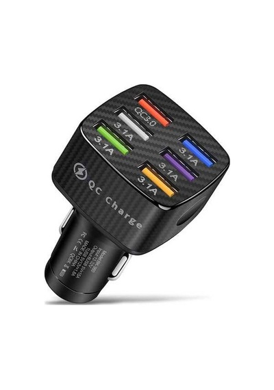 Createtech Usb Siyah Şarj Qc3.0 Işıldayan Cihazı Bk-360 Arada Araç 6'sı 3.1a 1 + Zj