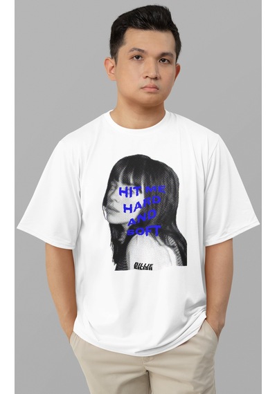 Sevbano Tasarım Billie Eilish Hit Me Hard And Soft Baskılı Unisex Oversiz Beyaz