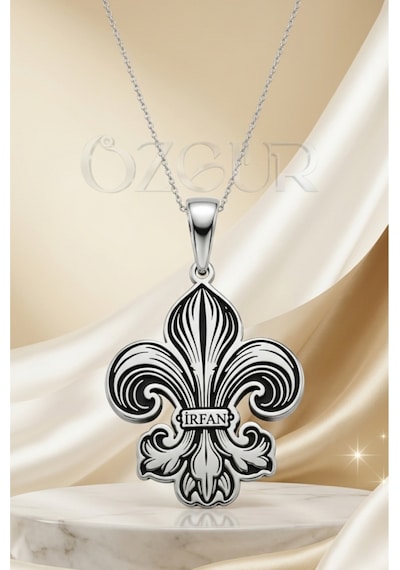 925 Ayar Gümüş İsimli Fleur De Lis Zambak Kolye