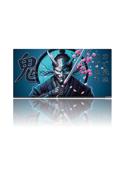 Glasspad Cam Mouse Pad - Premium Temperli Cam - 80x40 Cm Large Oni Samurai