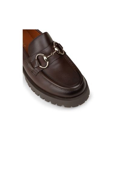 Deery Kadın Kahverengi Hakiki Deri Tokalı Loafer - 02037zkhvc02