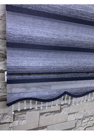 Siyah Gri Geçişli Zebra Perde Tüm Ölçülerde
