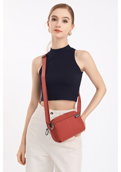 Smart Bags Siyah Hafif Kumaş Çok Cepli Küçük Boy Günlük Kadın Çapraz Çanta