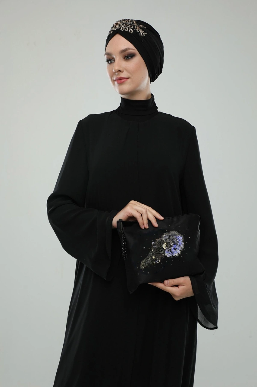 Elysianfidan Portföy Clutch Özel Tasarım El İşlemeli Payetli Saten Siyah Çantası Siyah Payet Elysianfidan Portföy Clutch Özel Tasarım El İşlemeli Payetli Saten Siyah Çantası Siyah Payet