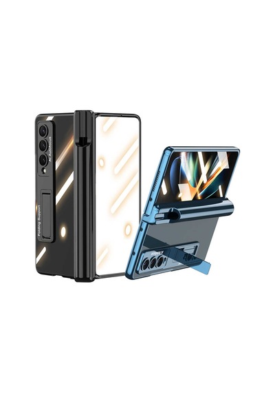 Rba Aksesuar Galaxy Uyumlu Z Fold 4 Kılıf Rba Kıpta Standlı Kalem Bölmeli Kapak - Siyah Siyah