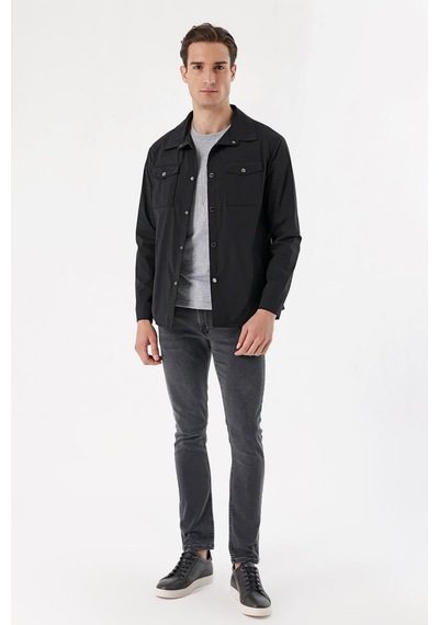 Slim Fit Çıt Çıt Kapamalı Yan Ve Üstten Kapak Cepli Astarlı Ince Baharlık Mont 001