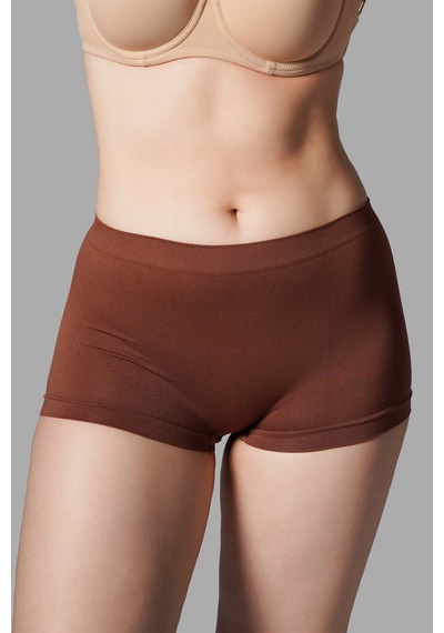 Fit Women Kadın Boxer Toparlayıcı İz Yapmayan Seamless Örme Boxer 2001 Kahverengi