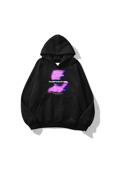 Startmore Unisex Temperature Sweatshirt Hoodie Siyah Siyah