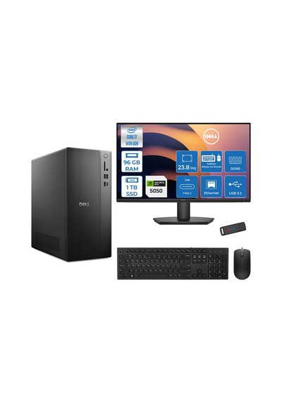 Dell Tower Essential QVT1260 BTO-01400724F33 i7-14700 96 GB 1 TB SSD RTX5050 23.8" Free Dos Masaüstü Bilgisayar + USB Bellek
