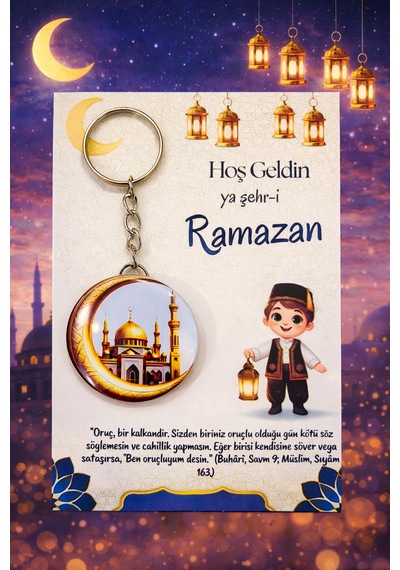 10 Adet Hoş Geldin Ramazan Temalı Açacaklı Anahtarlık 44 Mm Hediyelik Anahtarlık Gümüş