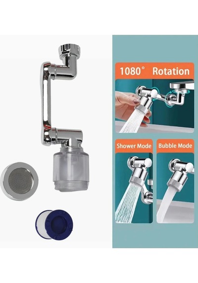 Filtreli Mutfak Banyo Musluk Başlığı 1080 Derece Dönebilen Fonksiyonel Evrensel Büyük Boy Çok Renkli