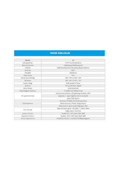 Uptech 19" Led Monitör 75hz 5ms Hdmı Vga Geniş Ekran Bilgisayar Monitörü