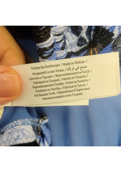 Büyük Beden Çiçekli Tek Parça Mayo Saks Mavisi
