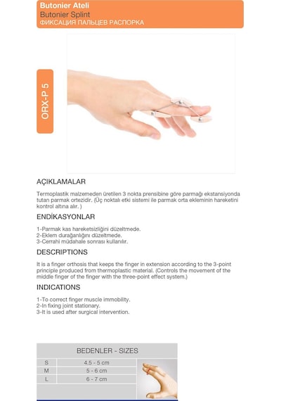 Butonier Splint Parmak Ateli Eklem Ve Tendon Desteği Orx -p5