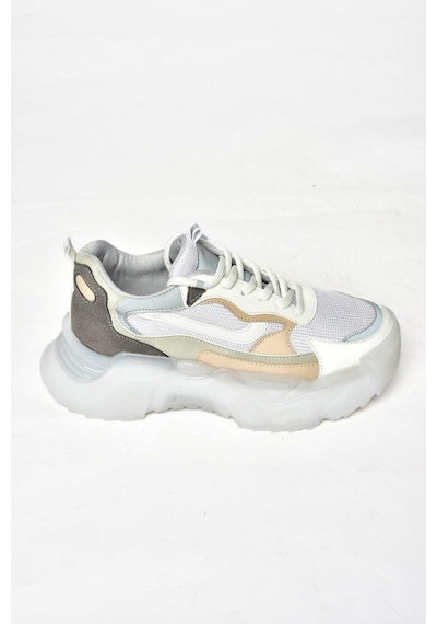 Fox Shoes S312612404 Beyaz Kumaş Kalın Tabanlı Spor Ayakkabı Sneakers Beyaz