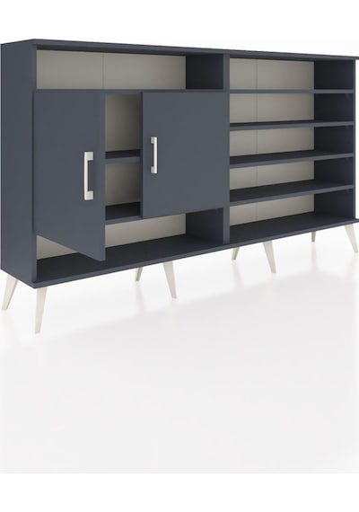 Arges Konsol 7 Raflı 2 Kapaklı 176x30x99 Antrasit-antrasit Antrasit-antrasit