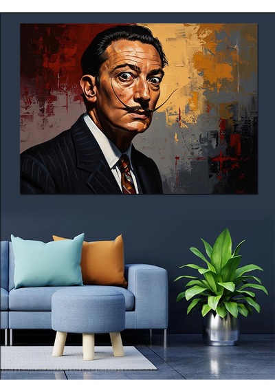 Sürrealist Ressam Salvador Dali Portresi Dekoratif Kanvas - Mdf Ahşap Tablo