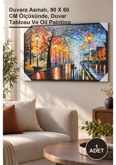 1 Adet Yağlı Boya Pano Duvara Asmalı, 90 X 60 Cm Ölçüsünde, Duvar Tablosu Ve Oil Painting