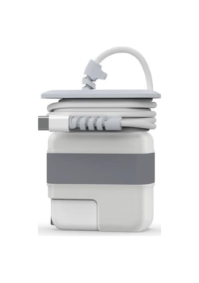 Macbook Şarj Aleti Kılıfı Pvc Sert Kapak + Kablo Düzenleyici 29w A1540, 30w A1882, 35w A2571 Usb-c Uyumlu Adaptör Koruyucu Gri