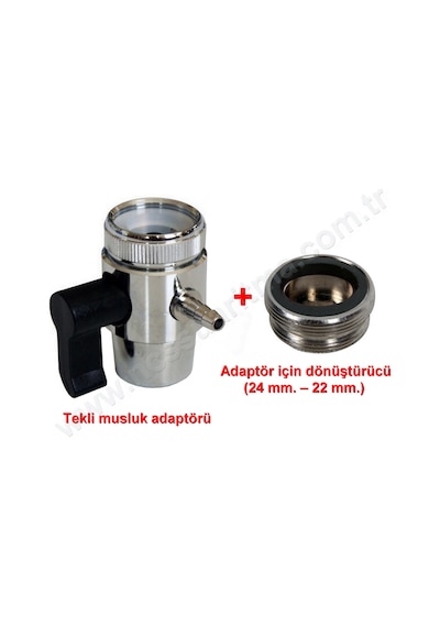 Tekli Musluk Ağzı Adaptörü + Metal Dönüştürücüsü Krom