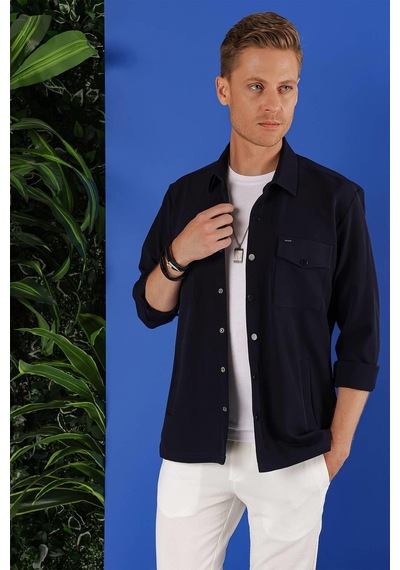 Efor G 1534 Slim Fit Lacivert Klasik Gömlek Lacivert