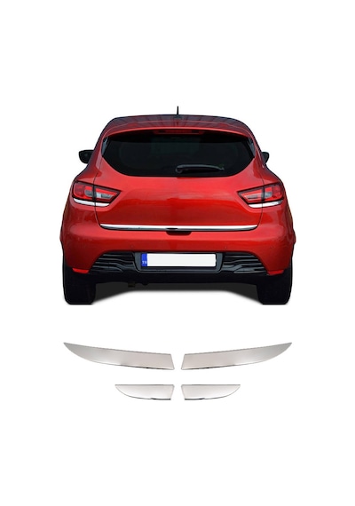 Renault Clio 4 Uyumlu 2012-2018 Krom Arka Stop Alt Çıtası 4 Parça Paslanmaz  Çelik