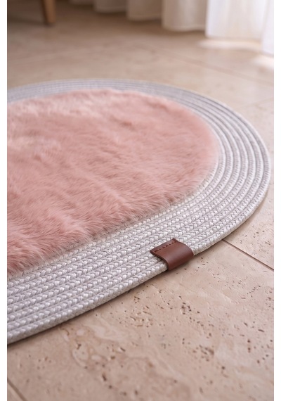 Banyo Paspası Takımı 60x100+40x60 Cm Düz Pembe & Gümüş