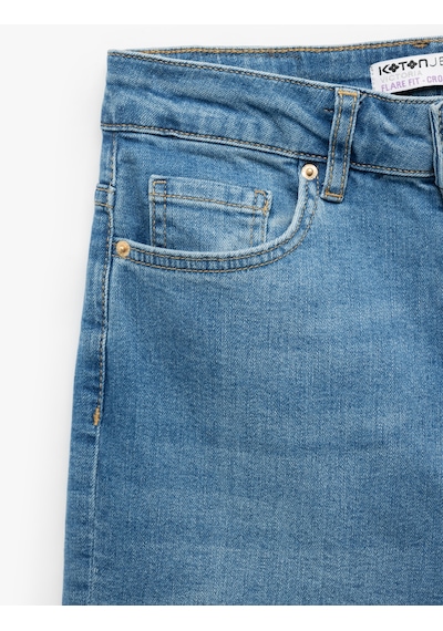 Koton Yüksek Bel Dar Kalıp Düğmeli Cepli İspanyol Paça Crop Jean Pantolon - Flare Jeans Orta İndigo 6wal40038md Indigo Koton Yüksek Bel Dar Kalıp Düğmeli Cepli İspanyol Paça Crop Jean Pantolon - Flare Jeans Orta İndigo 6wal40038md Indigo