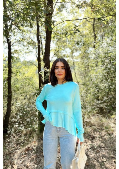 WeShaya Kadın Mint Elleri Eldiven Detaylı, Asimetrik Kesim, Bisiklet Yaka, Eteği Pliseli, Salaş Spor Bluz Mint WeShaya Kadın Mint Elleri Eldiven Detaylı, Asimetrik Kesim, Bisiklet Yaka, Eteği Pliseli, Salaş Spor Bluz Mint