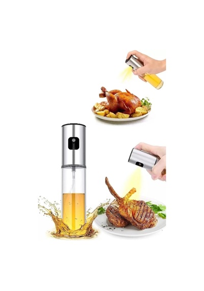 Sprey Cam Şişe Zeytinyağı Sirke Yağ Püskürtücü Gümüş Yağdanlık Airfryer Airfry 100 Ml Gümüş Diğer