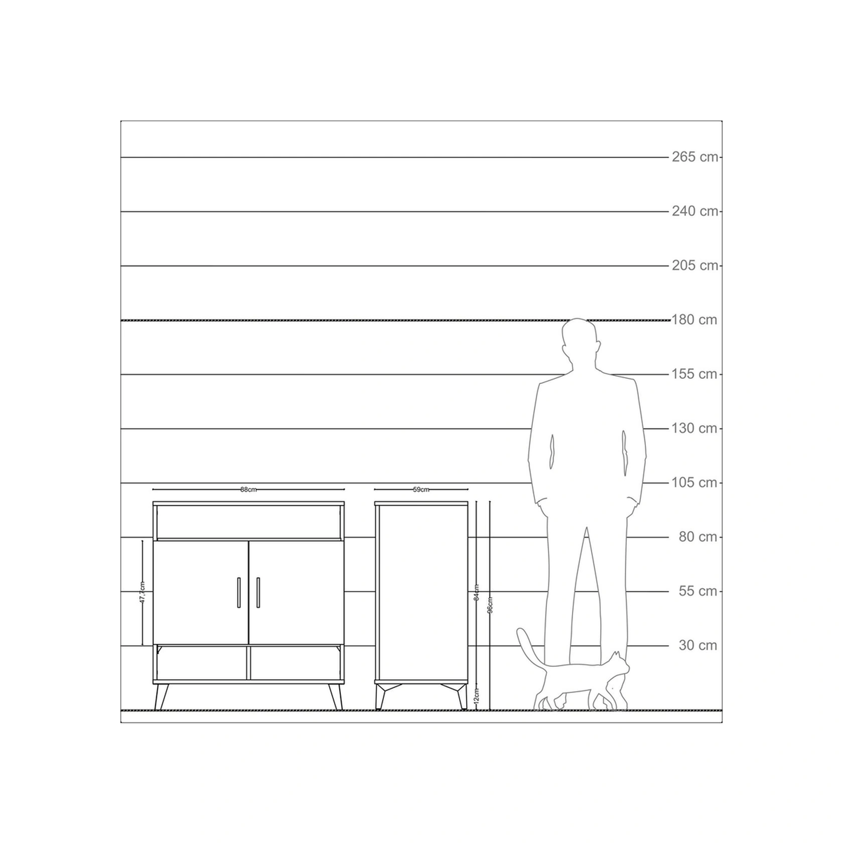 Kronos Şifonyer 3 Raflı 2 Kapaklı 88x59x96 Çam-antrasit Çam