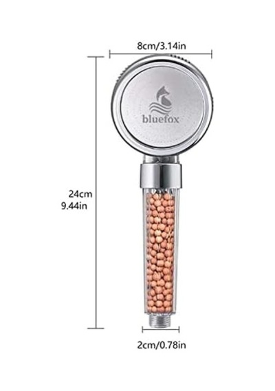 Arıtmalı Tasarruflu Duş Başlığı - 3 Ayarlı Krom & Şeffaf,%200 Artan Basınç,%35 Tasarruf, Kireç & Klor Azaltıcı