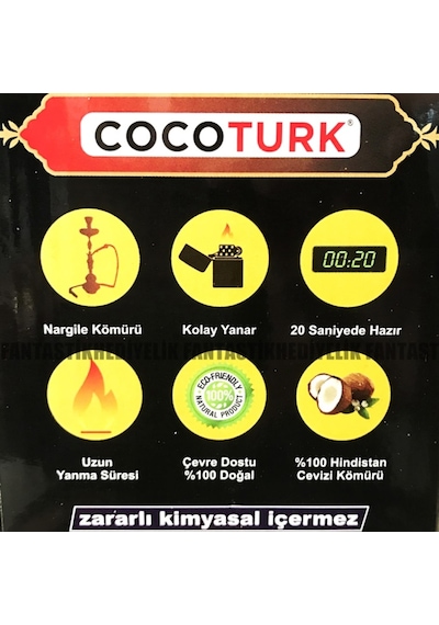 Cocotürk Çakmakla Kolay Yanan Hindistan Cevizi Nargile Kömürü Köz (238615924)