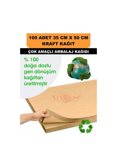 100 Adet 35cm X 50cm 100 Gr. Baskısız Kraft Kağıt, Hediye Ürün Paketleme, Oto Paspası, Çocuk Etkinlikleri