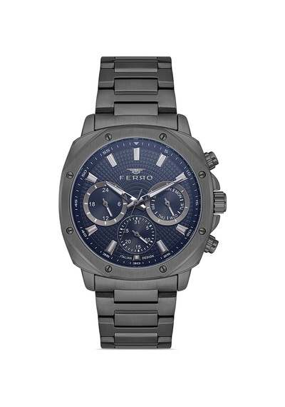 Ferro Fm11652awt-v3 Quartz Çelik Gri Lacivert Kadran 42 Mm Erkek Kol Saati Gri