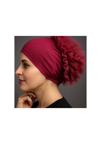 Aldaıyr Fırfır Bone Tesettür Bone Bordo