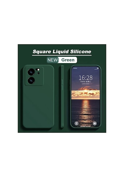 Fibaks Mi 13t/mi 13t Pro Uyumlu Kılıf Kadife Lansman Soft Yumuşak Liquid Silikon Kamera Korumalı Yeşil