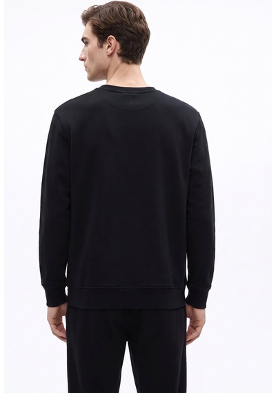 Jeep J6wm-swt7376 Siyah Erkek Bisiklet Yaka Baskılı Relaxed Fit Sweatshirt