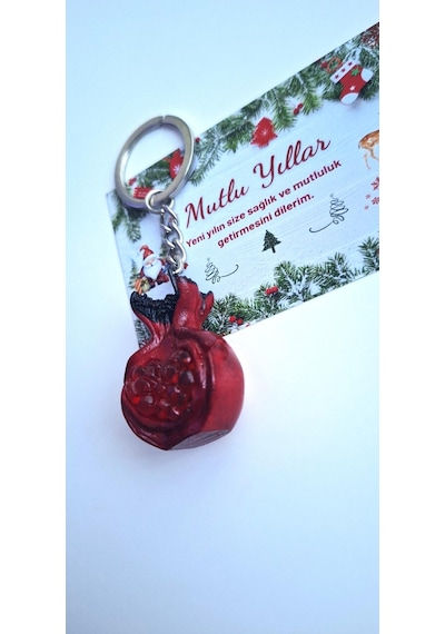Yeni Yıl Hediyesi Bolluk Bereket Nar Anahtarlık - 9,5 Cm