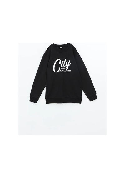 LC Waikiki Bisiklet Yaka Erkek Çocuk Sweatshirt Siyah