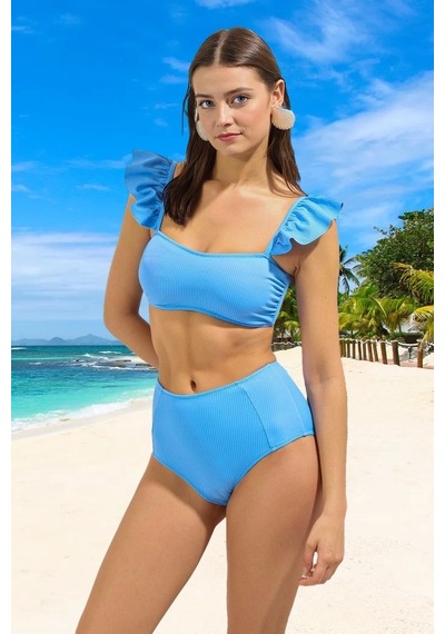 Ersefa Tasarım Bikini Takımı Ergonomik Kesim Uv Korumalı Hızlı Kuruyan Ş Mavi