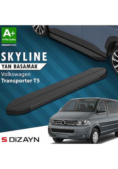 S-dizayn Vw Transporter T5 Kısa Şase Skyline Siyah Yan Basamak 213 Cm 2003-2015 A+ Kalite