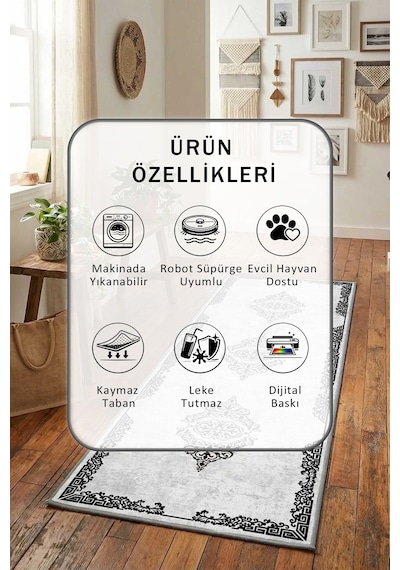 Pervaz Yıkanabilir Yolluk Açık Gri