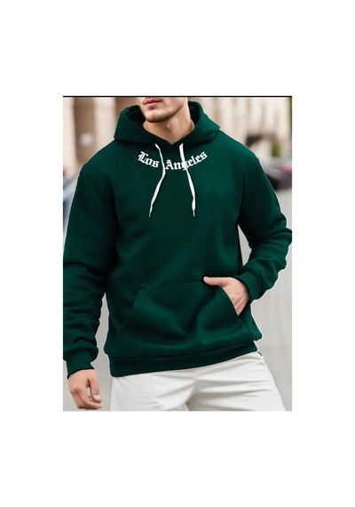 Blackjack Giyim Losangeles Baskılı Kapüşonlu Sweatshirt Yeşil